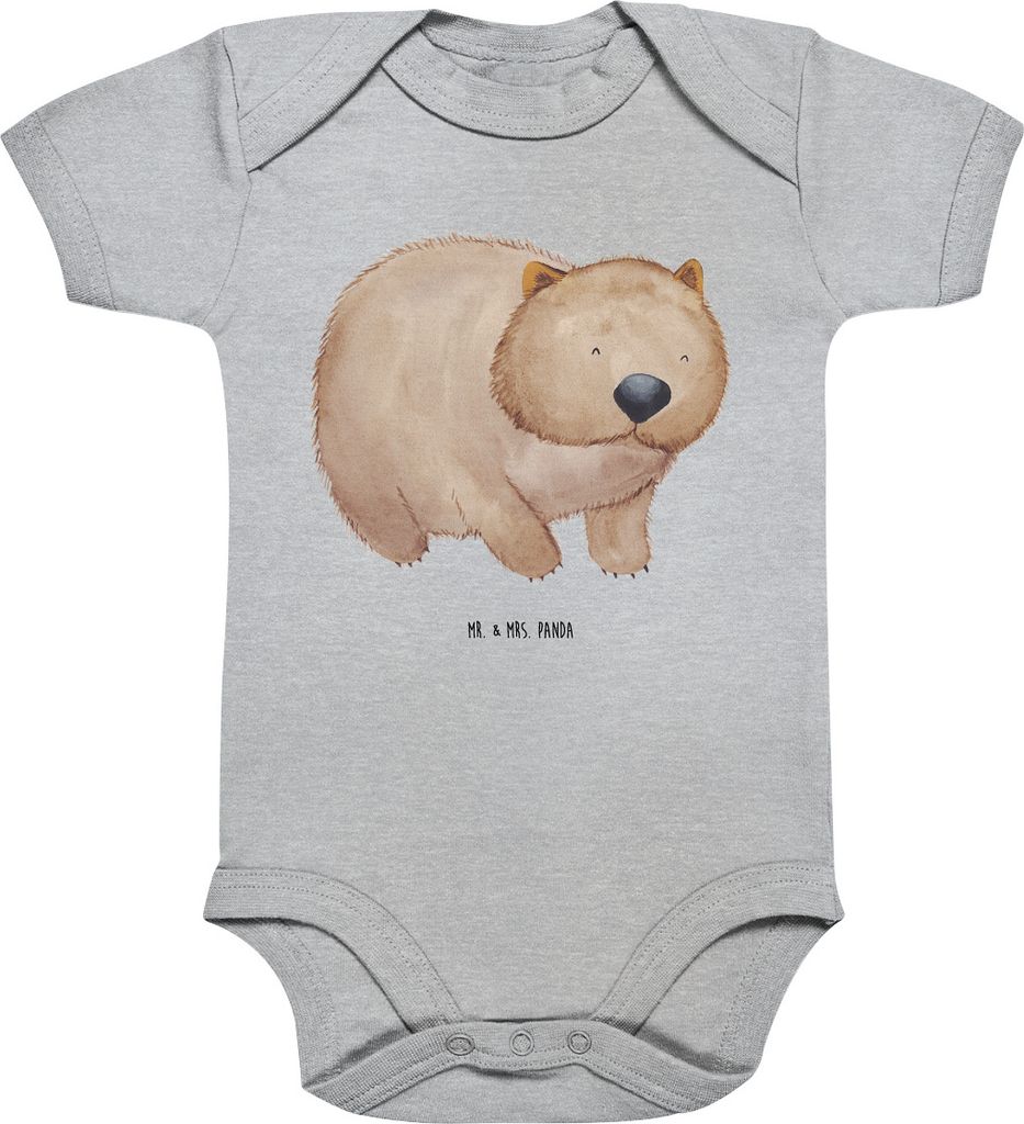 Mr. & Mrs. Panda overall baby Wombat 3. - 6. Monat - Heather Grey - Geschenk, baumwoll strampler, Babybody, Spruch, Motivation, babykleidung body, ...