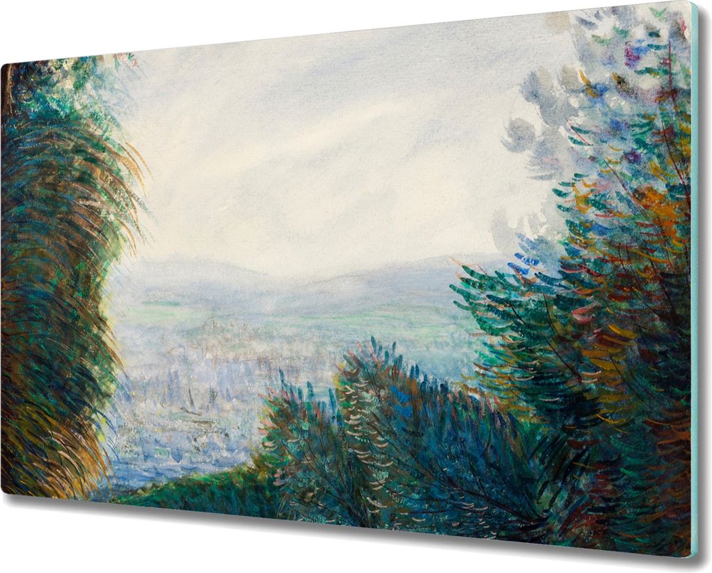 Coloray Hackbrett Herdabdeckplatte 80x52 cm Küchenbrett Kochplattenabdeckung Schneidebrett - Waldlandschaft