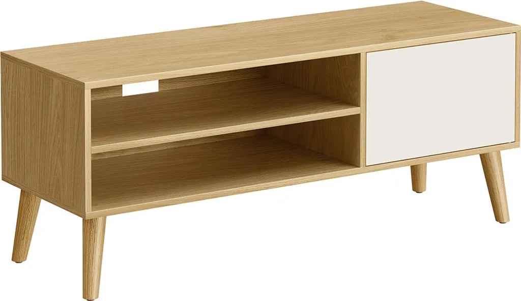 Meuble TV 120 cm Chêne et Blanc - Fini les Câbles Visibles dans le Salon