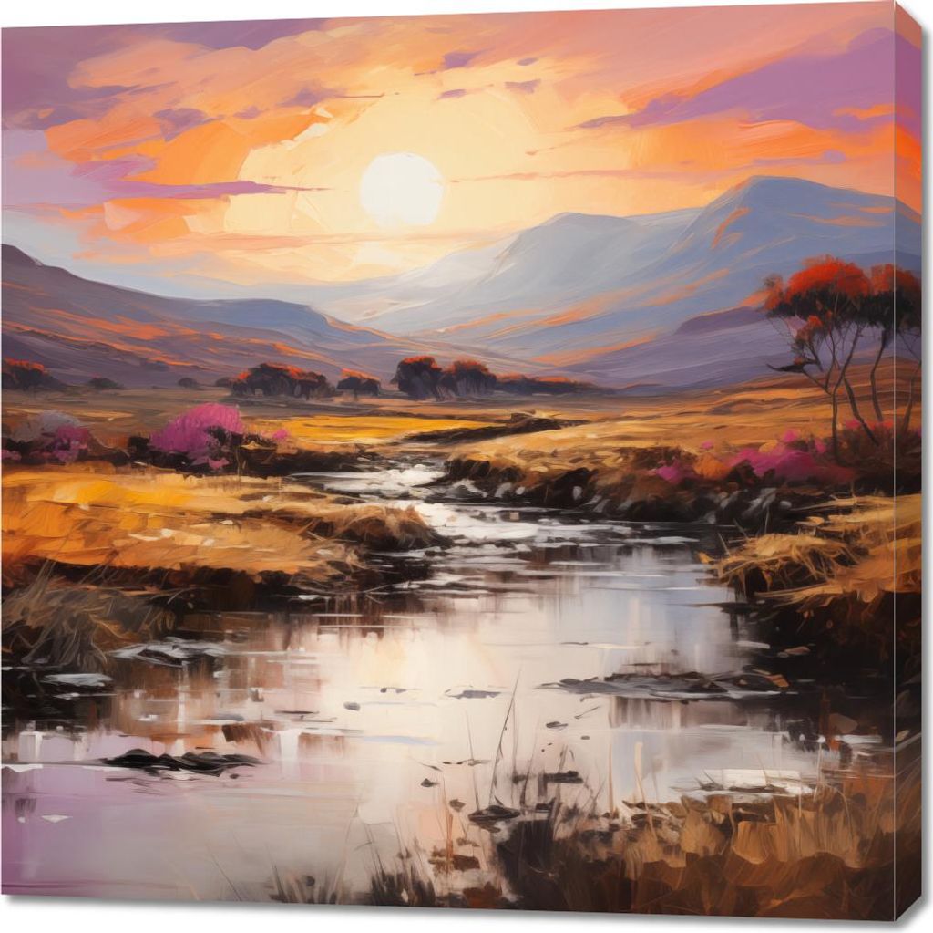 Bild 90x90cm Sonnenuntergang über dem Wilden Fluss
