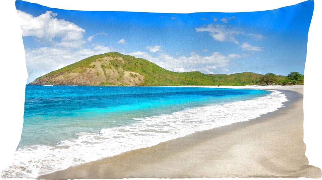 MuchoWow Zierkissen Sofakissen Wohnzimmer Dekokissen 50x30 cm Meer - Tropen - Strand - Pflanzen - Wohnzimmerdekoration - Polster mit Photo