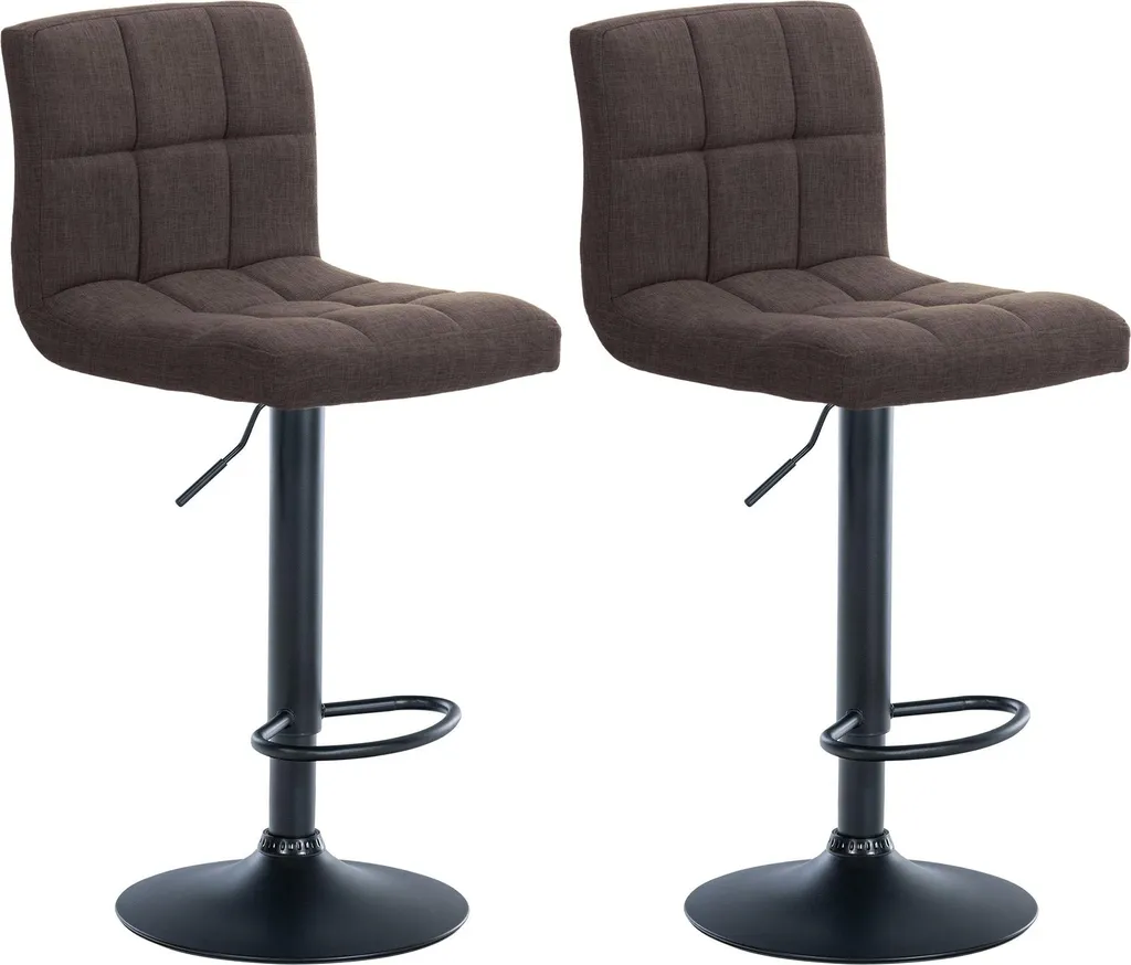 set di 2 sgabelli da bar Calma in tessuto, colore:grigio chiaro, materiale struttura:metallo nero opaco