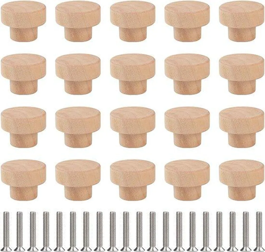 Boutons de Meuble en Bois Rond 35mm - Accessoires de Finition Nature