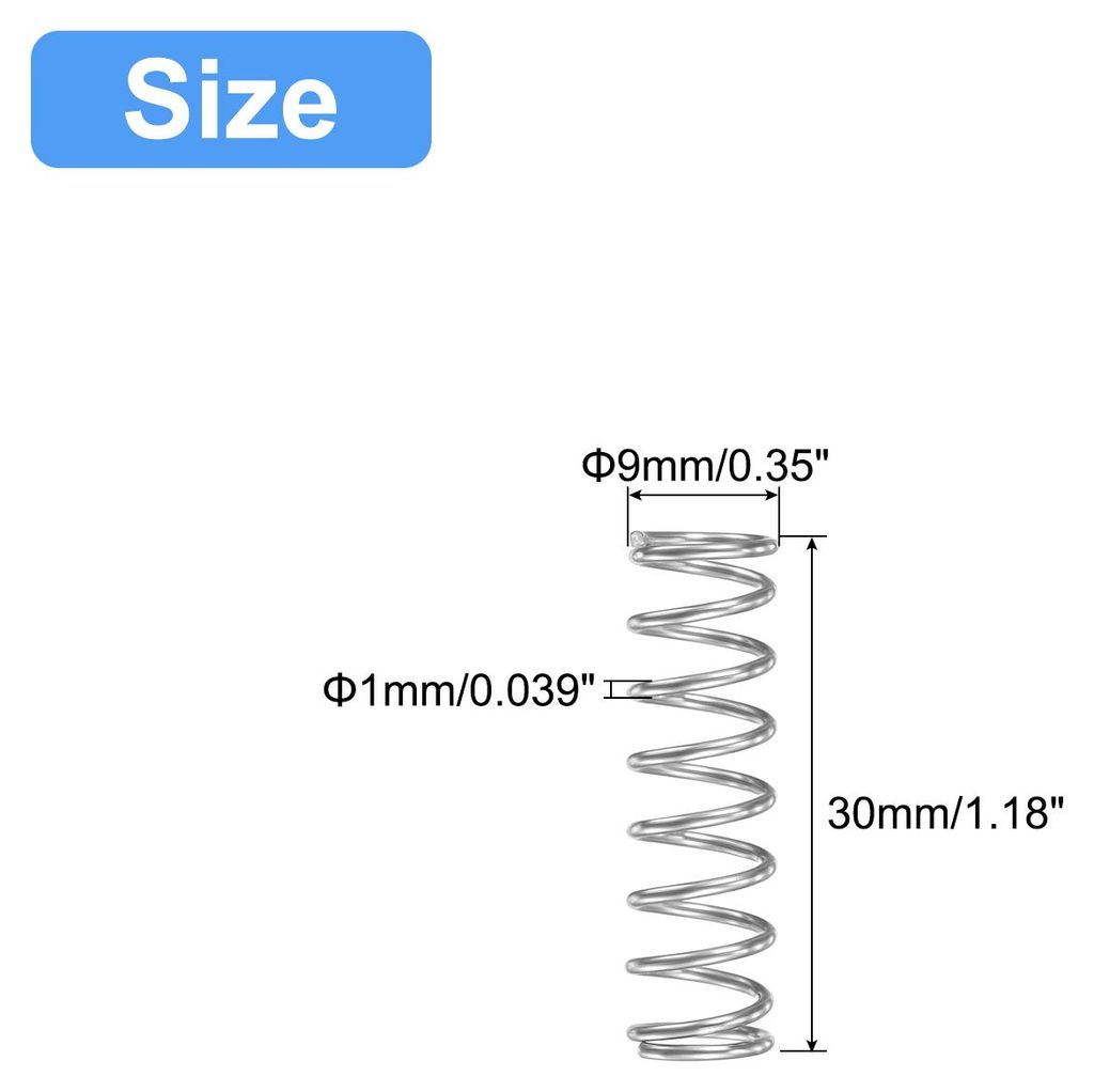 5Stk Druckfeder Druckfedern 304 Edelstahl Feder Federn Zugfeder Zugfedern Spring 9mm AD 1mm Draht Gr??e 30mm Frei L?nge Spiralfeder Spiralfedern Sp...