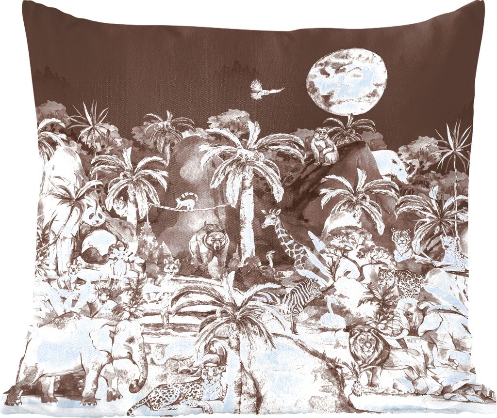 MuchoWow Zierkissen Sofakissen Wohnzimmer Dekokissen 45x45 cm Dschungel - Tiere - Kinder - Bäume - Pflanzen - Schlafpolster - Polster für das Sofa