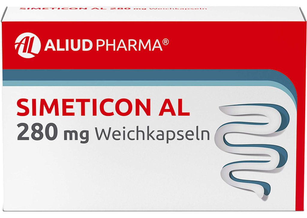 Simeticon AL 280 mg Weichkapseln bei Blähungen, 32 St. Kapseln