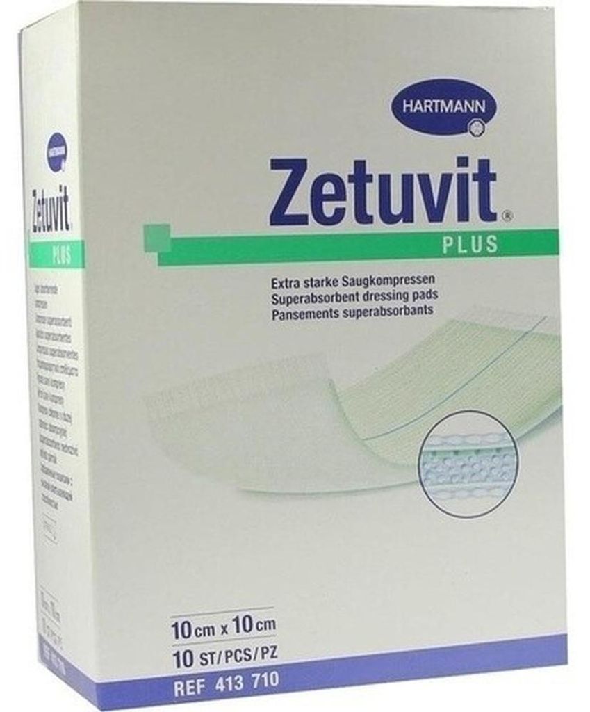 ZETUVIT Plus extrastarke Saugkompr.steril 10x10 cm Produktbild 