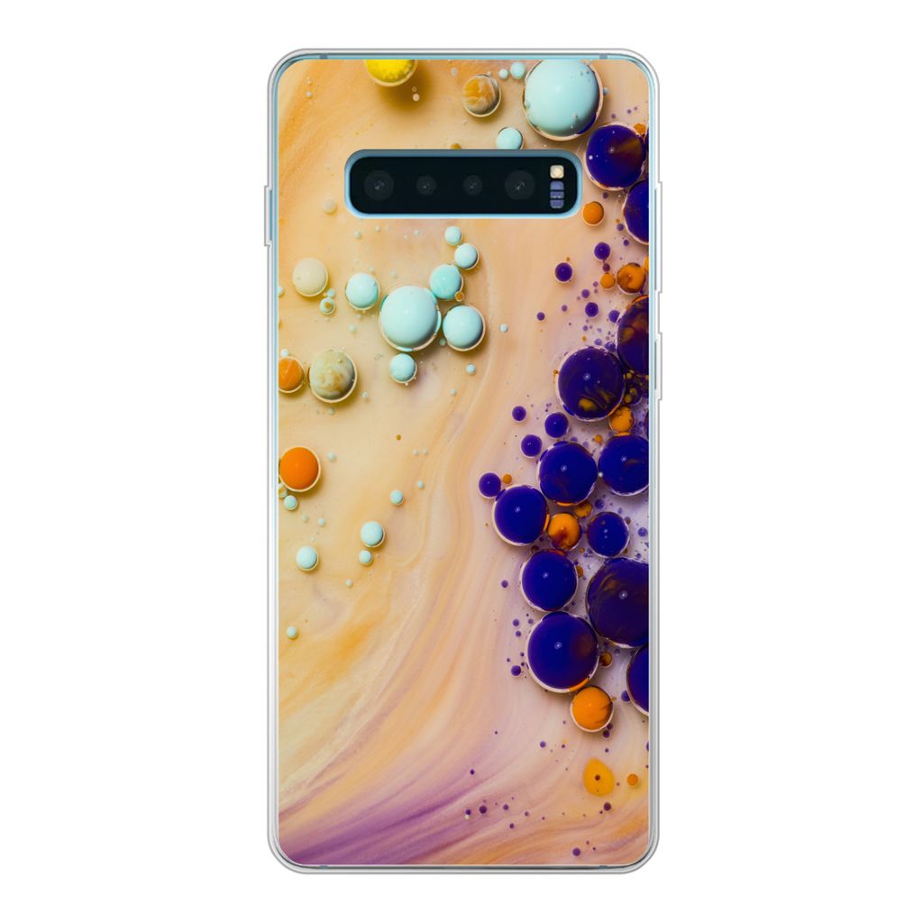 MuchoWow Handyhülle Schutzhülle Hülle für Samsung Galaxy S10 Plus Milch - Tinte - Psychedelisch Silikon Softcase Handy Hülle - Schutzhülle