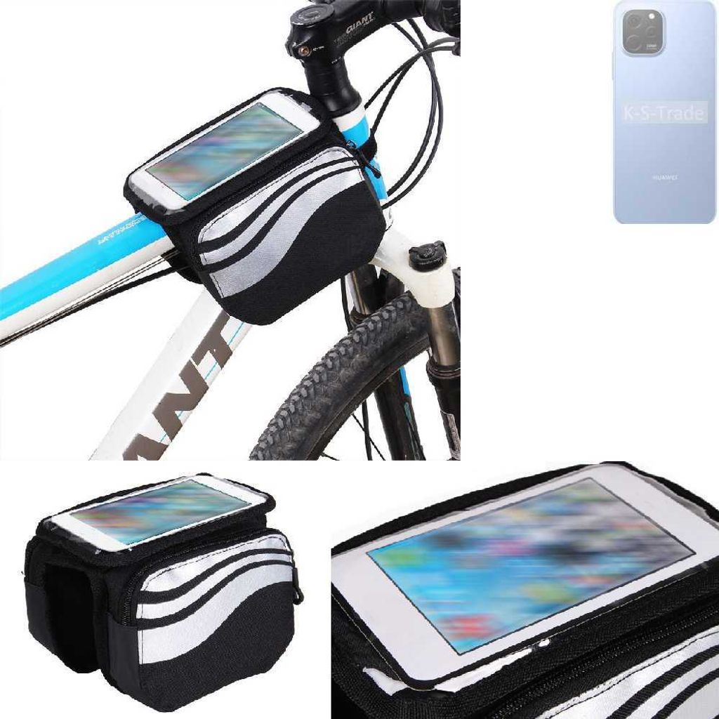 K-S-Trade Rahmentasche Fahrrad-Halterung kompatibel mit Huawei Enjoy 50z Rahmenhalterung Fahrrad Handyhalterung Fahrradtasche Handy Smartphone