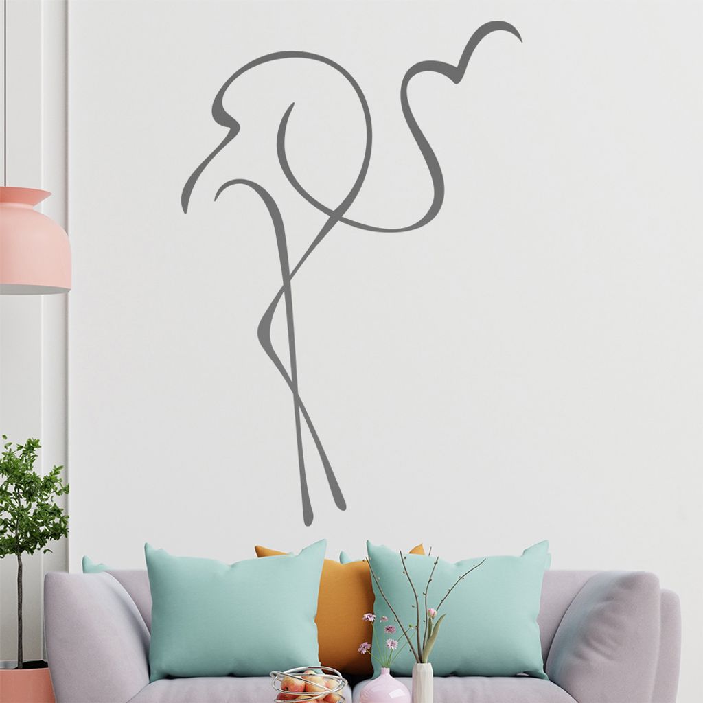 Flamingo Linien Wandtattoo in 6 Größen - Wandaufkleber Wall Sticker - Dekoration, Küche, Wohnzimmer, Schlafzimmer, Badezimmer