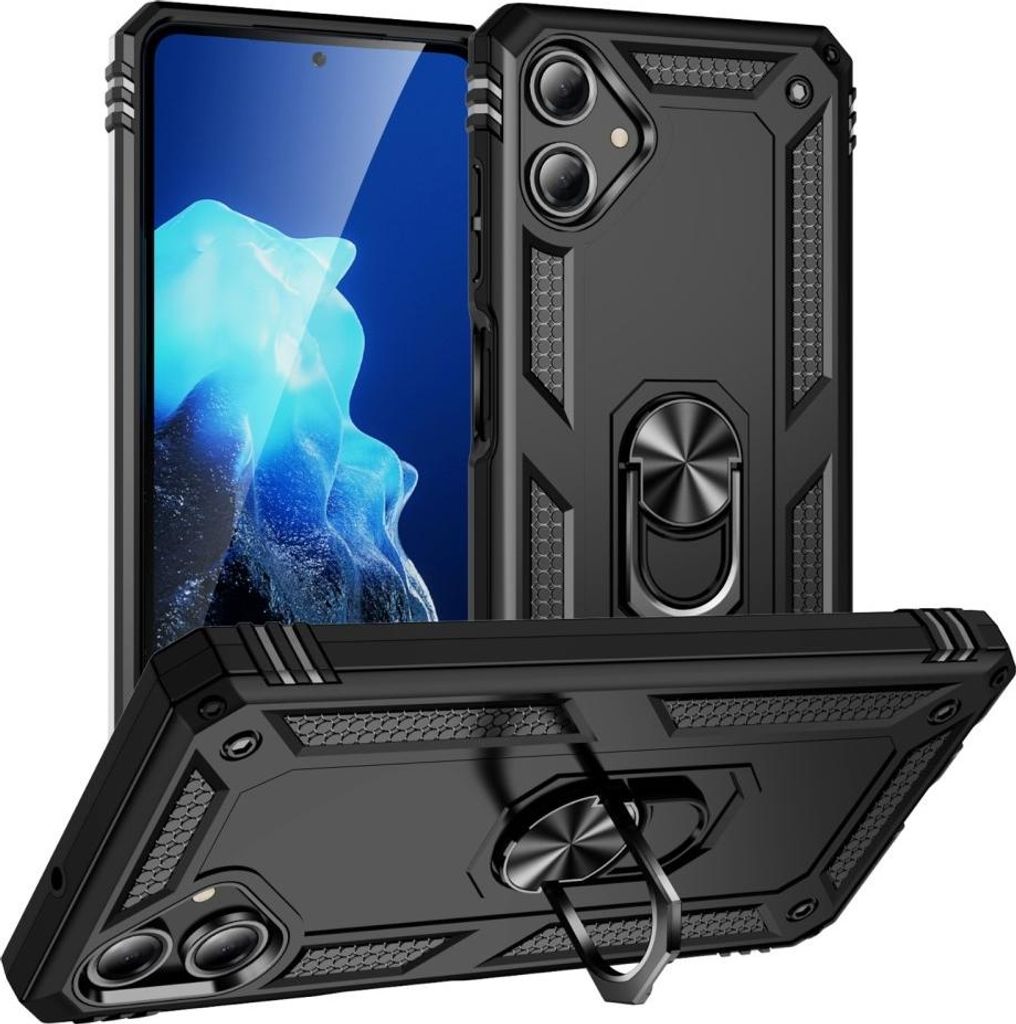 Samsung Galaxy A06 Hülle - Coverup Ring Ständer Back Cover - Schwarz