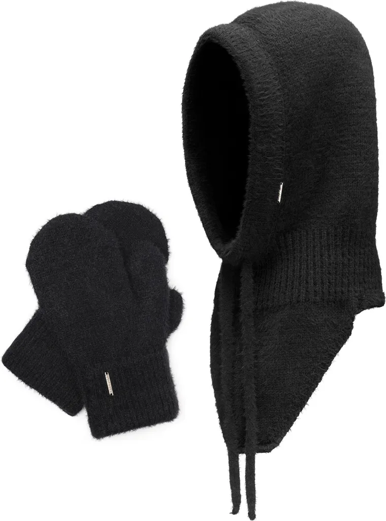 Ensemble Hiver Anti-Froid : Bonnet et Moufles Doublés Toison pour Femme