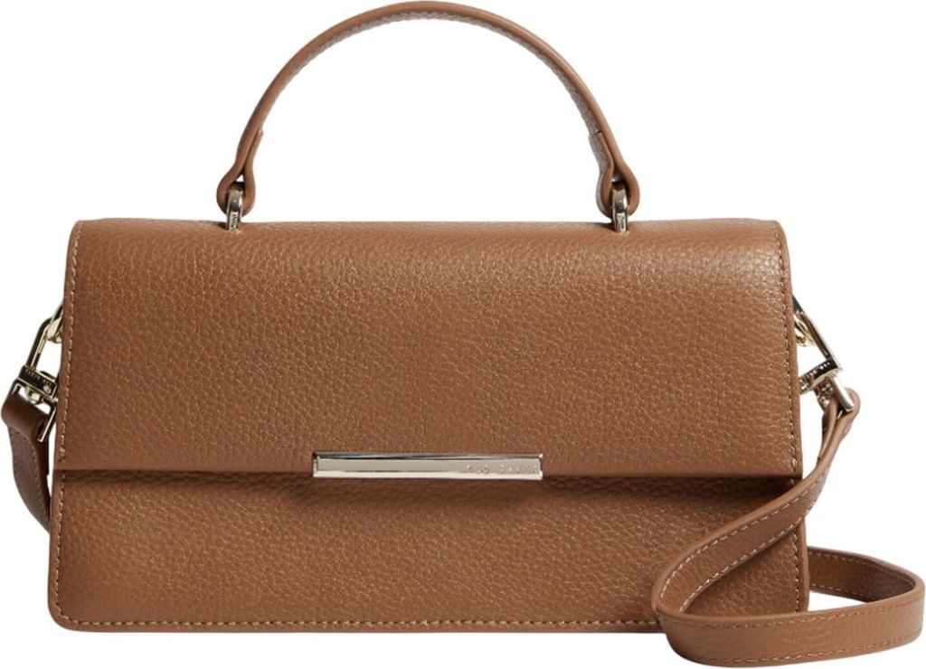 Ted Baker Leder Handtasche Umhängetasche Rosly Bar Detail Elongated Top Handle Bag Brown braun