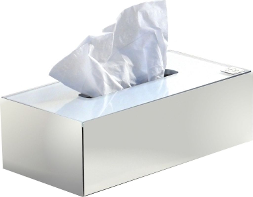 Kosmetiktuchbox, Tissuebox aus Edelstahl hochglänzend mit Glas