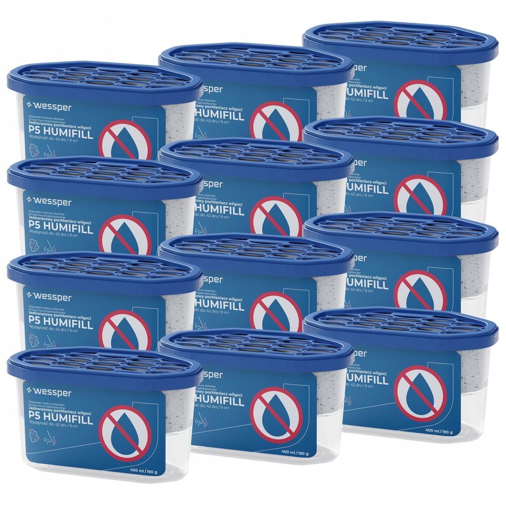 Wessper 12x Luftentfeuchter 400ml Neutral Geruchlos – Feuchtigkeitsabsorber für Bad Keller Auto