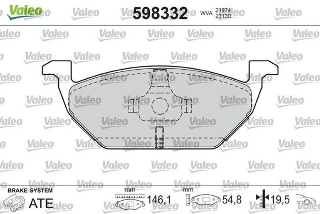 Valeo 598332 Jeu de Plaquettes de Frein à Disque OE 1J0615115 A3 Golf 4