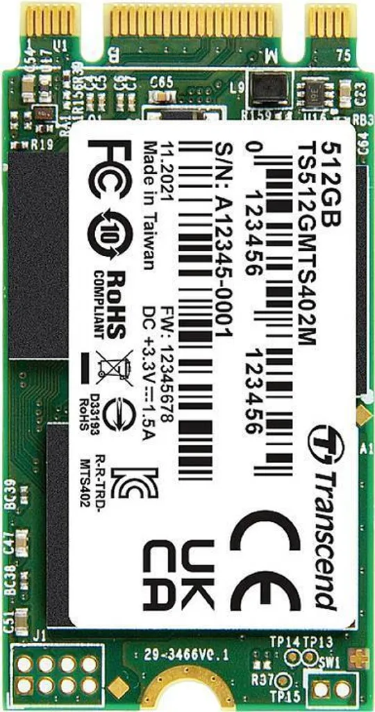 Disque SSD M.2 512 Go SATA III Transcend MTS402M pour PC Portable