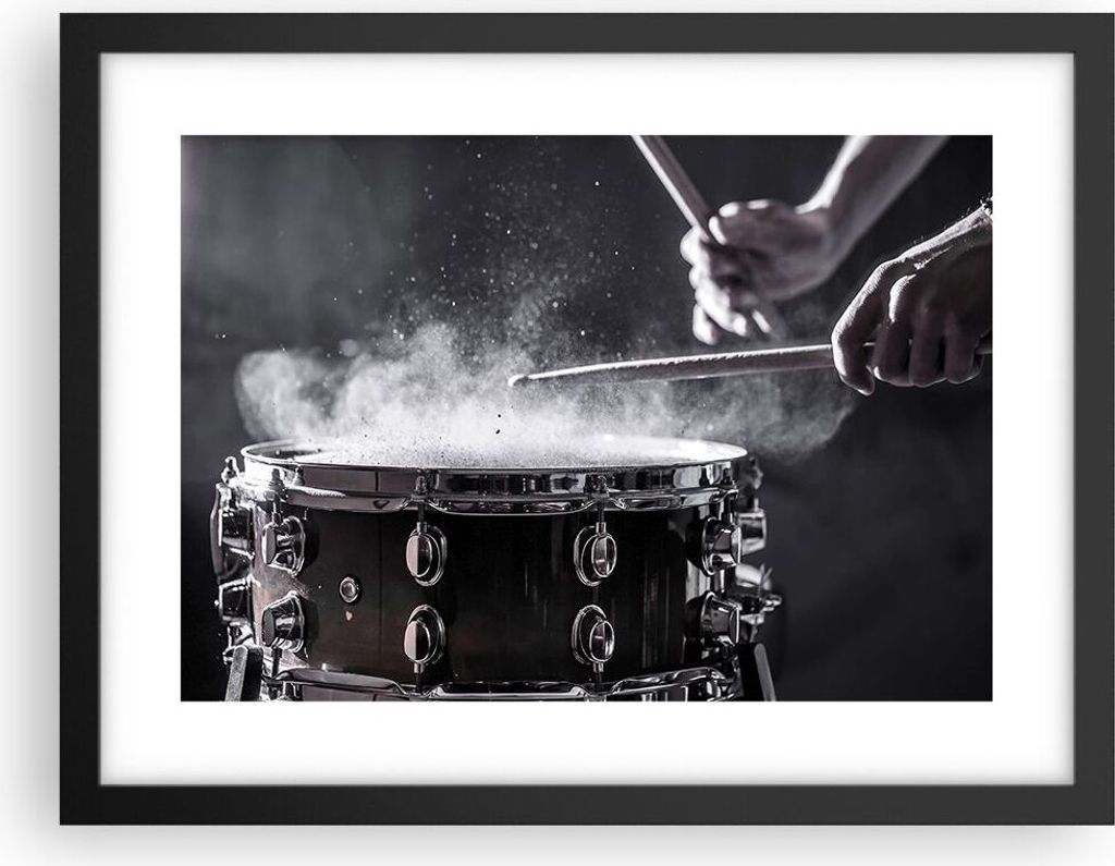Gerahmtes Poster - Schwarzer Rahmen - Trommel Staub Trommel - 40x30 cm - Wand Bild - Wanddeko - Wandbilder - Kunstposter - Wandposter - Bilderrahme...