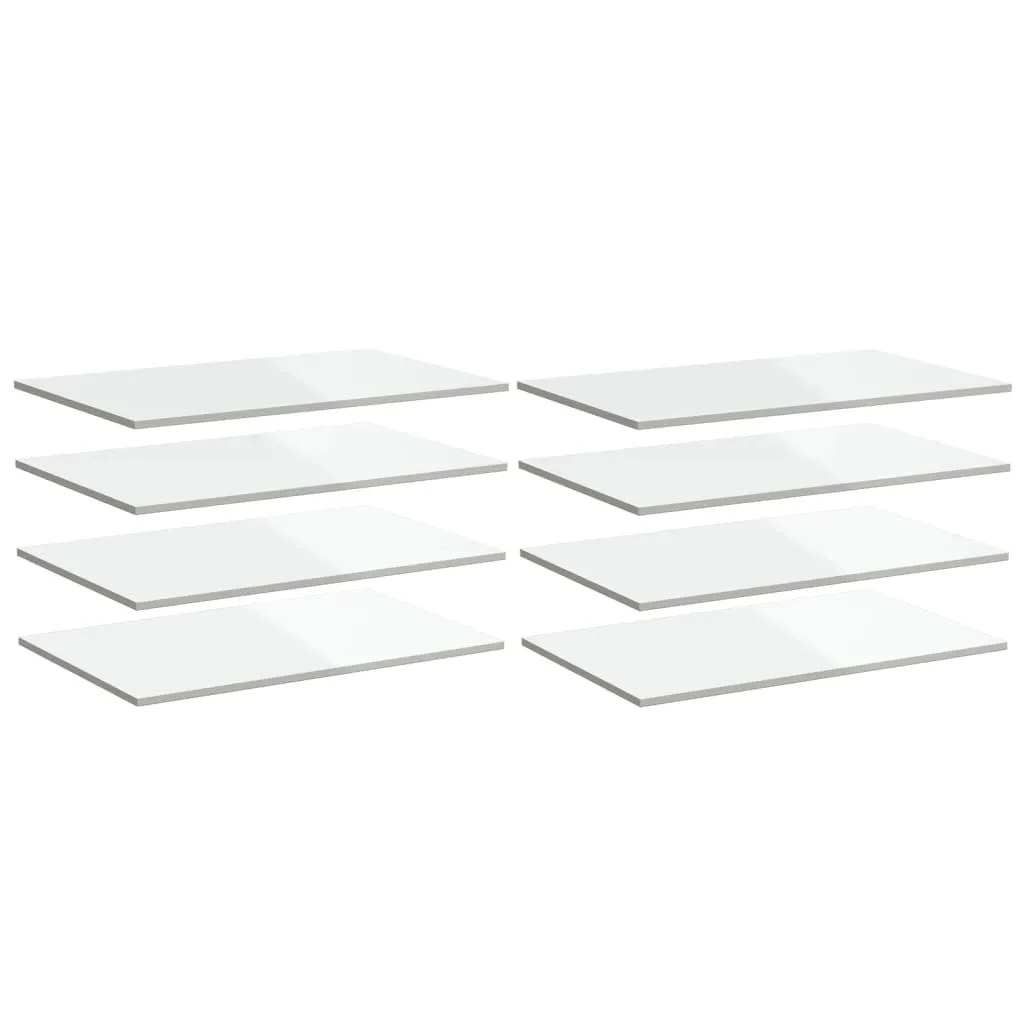 8 Planches de bibliothèque blanc brillant 80x50 cm finition premium