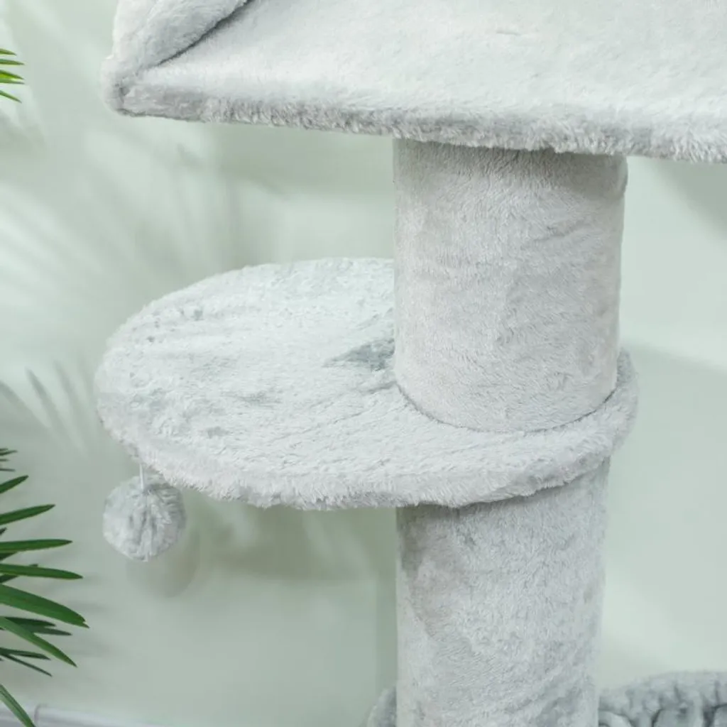 Arbre à chat 103,5 cm en polyester et sisal gris clair avec hamac - 3