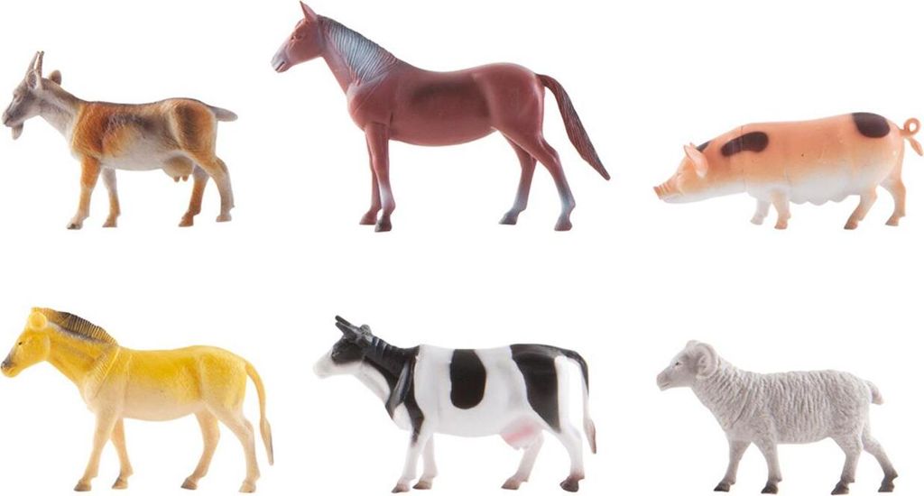 Idena 4329902 - Spielfigurenset mit 6 Farmtieren, aus Kunststoff, jeweils ca. 15 cm groß, Spielspaß für die Badewanne, den Sandkasten, im Kinder...