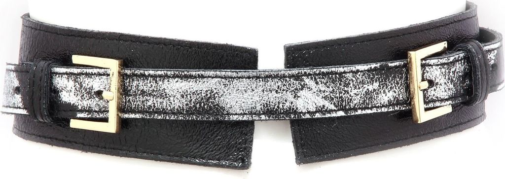 5013AG cintura donna D'ELLE schwarz/silberner Vintage-Effekt Ledergürtel Frau