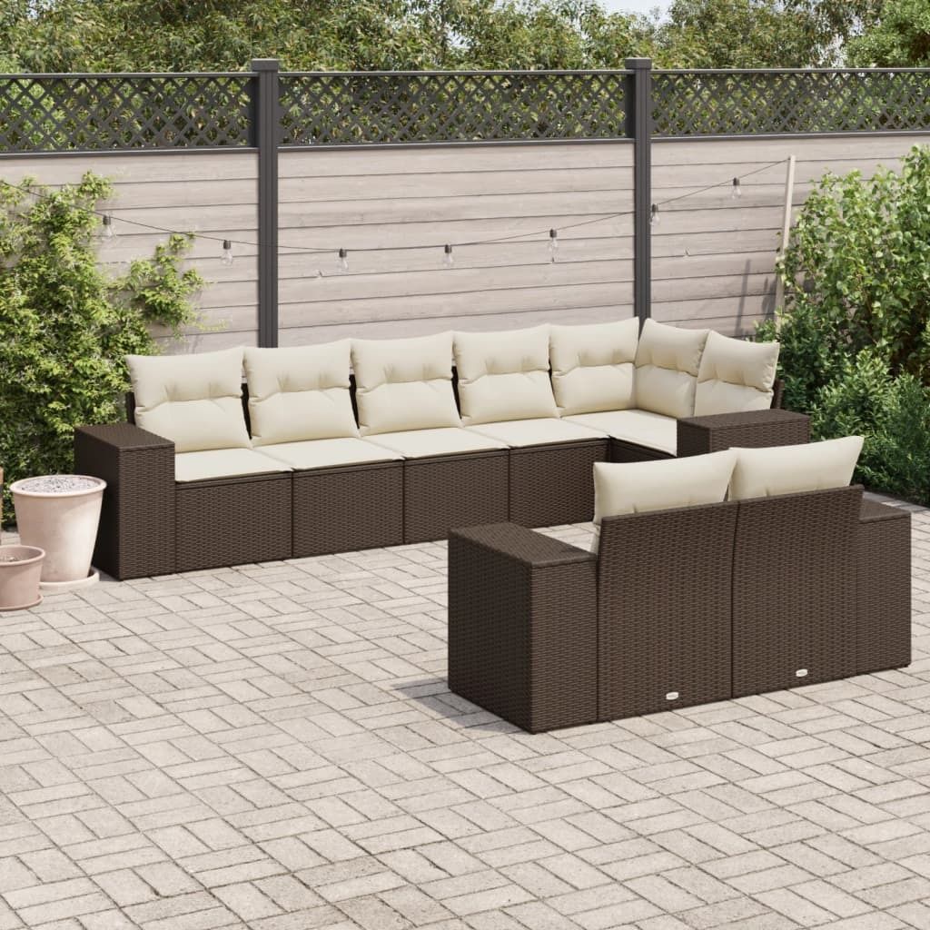 Maison Exclusive - 8-tlg. Garten-Sofagarnitur mit Kissen Braun Poly Rattan