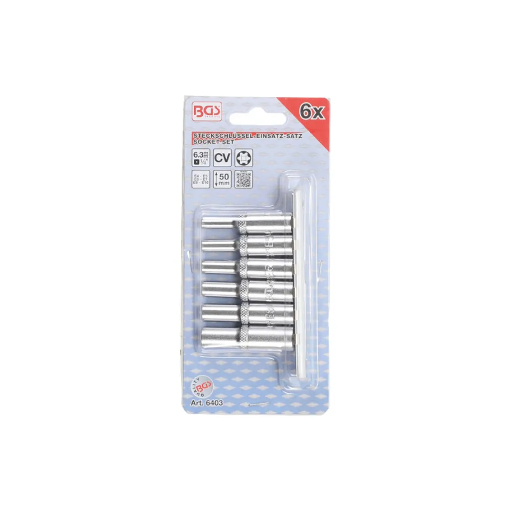 Set Bussole Lunghe BGS 6403 Profilo E E4-E10 Attacco 1/4 Pollici - 3