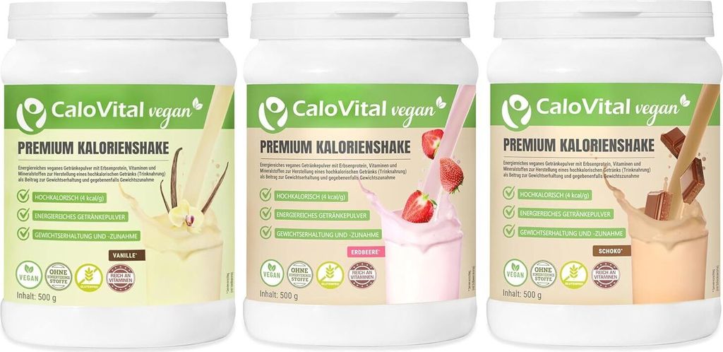 Hochkalorische Trinknahrung Vegan | Weight Gainer Shake zum Zunehmen Astronautennahrung mit Kohlenhydrate & Vitamine | SPARSET Vanille+Schoko+Erdbeere