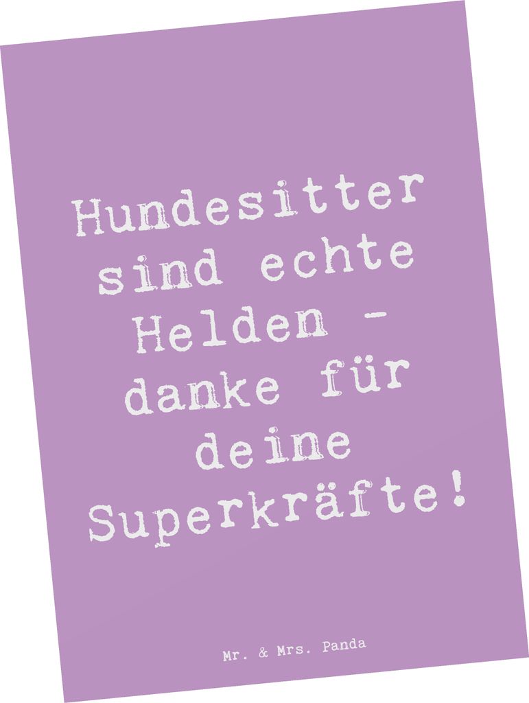 Mr. & Mrs. Panda bildkarte Spruch Hundesitter Helden - Lavendeltraum - Geschenk, Postkarte, Postkarten, Danke, Aufmerksamkeit, Kunstkarten, Grußka...