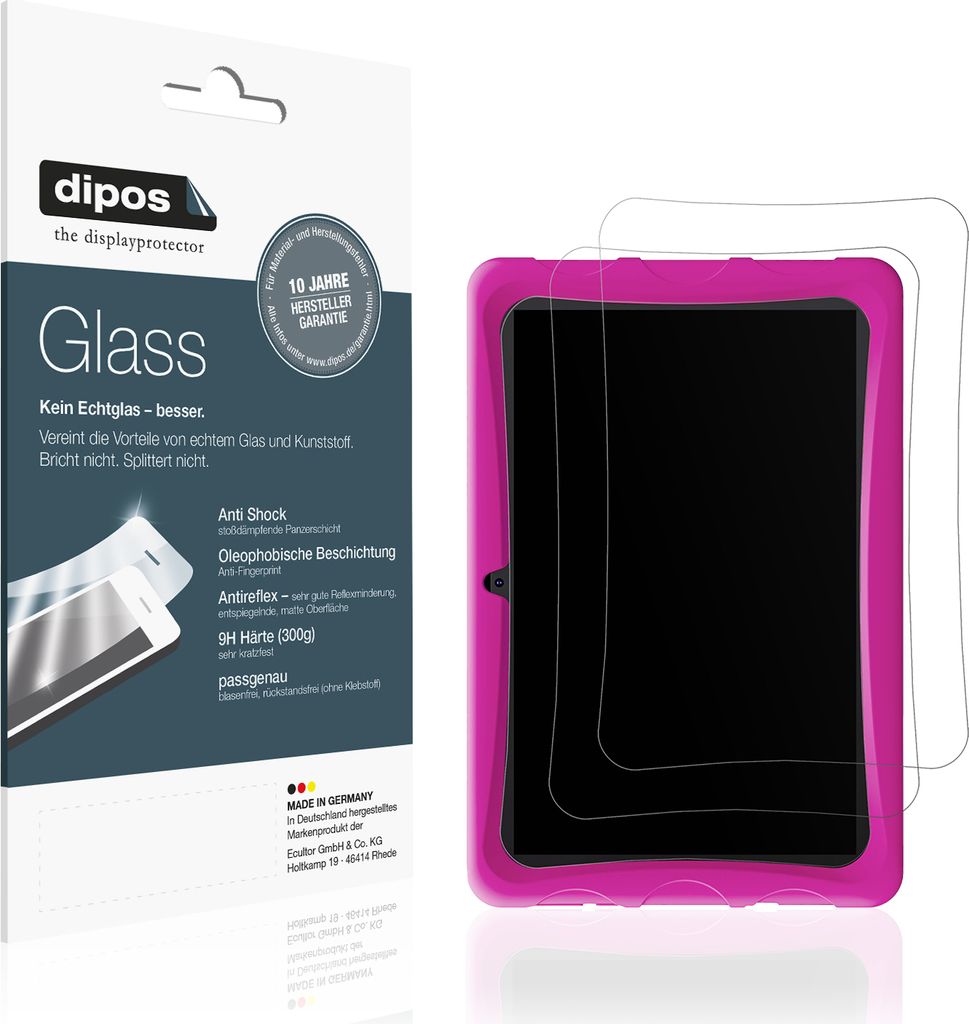 2x Schutzfolie für BESTTAB A10 10 Zoll matt - Anti-Shock 9H Folie dipos Glass Kunststoffglas