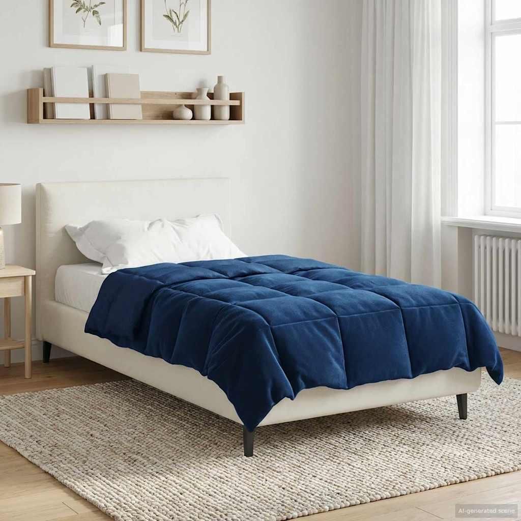 "Schlussverkauf" Ganzjahresbettdecke Dunkelblau 135x220 cm Mikrofaser - Bettdecken C396