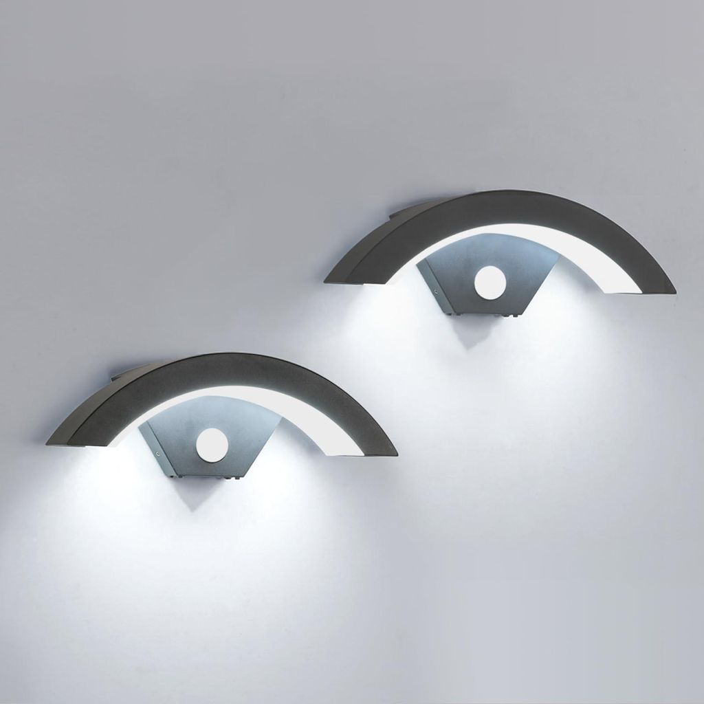 LED Außenwandleuchte 2er-Set, 24W, IP65, schwarz, 6500K