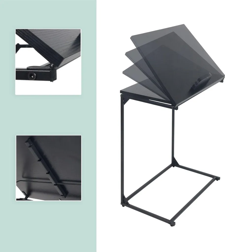 Support d'Ordinateur Inclinable et Table de Lit en C - Design Anthracite - 4