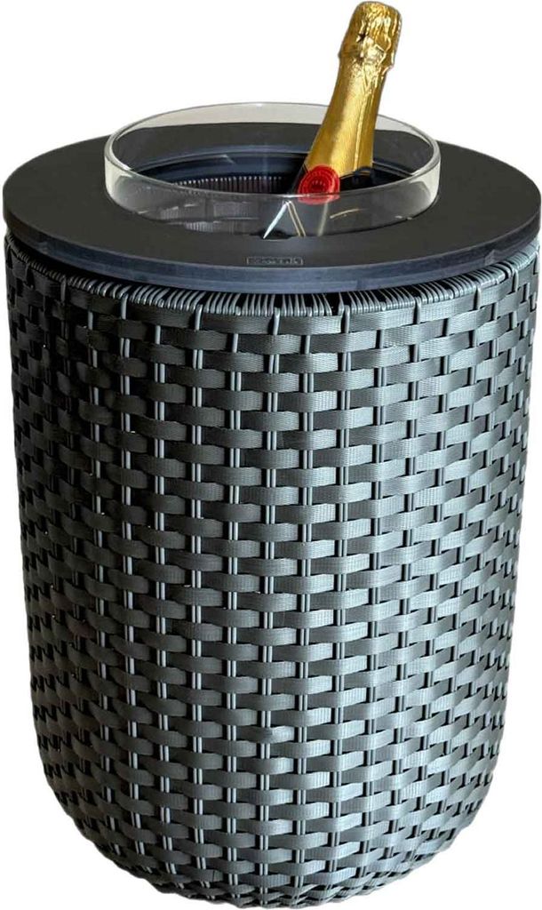 COOTAB Cooler Table LONDON 4-in-1 Loungetisch mit Acryl-Kühler - Anthrazit-Schwarz