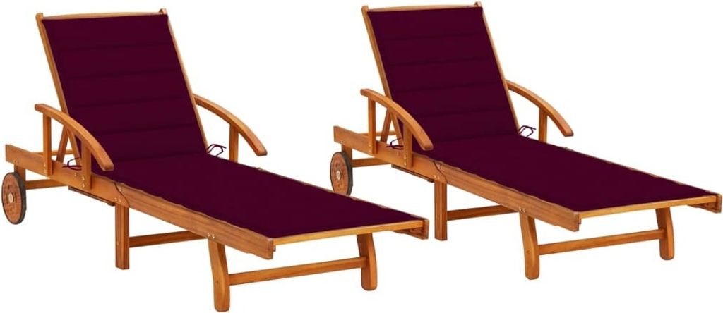 "2026 Promotion" Sonnenliegen 2 Stk. - Hohe Qualität - mit Auflagen Massivholz Akazie - Gartenliegen CC4074