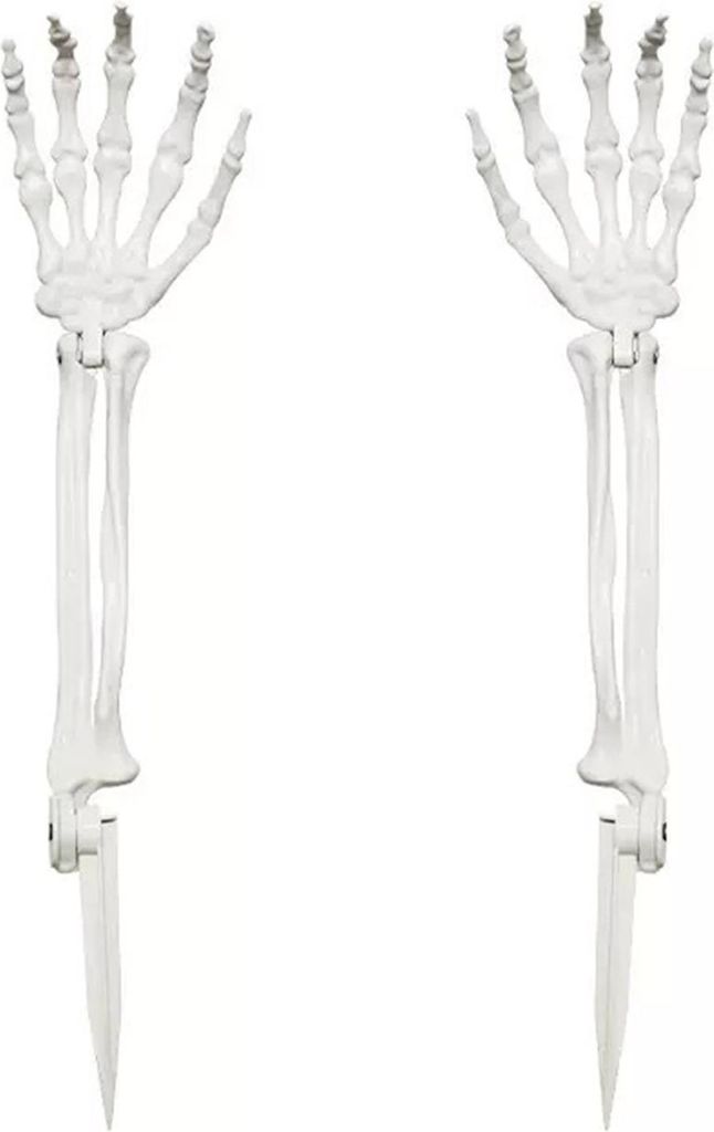 Halloween-Skelett-Pfahl-Dekoration, realistischer Skelett-Handarm mit Rasenpfahl, Outdoor-Totenkopf-Knochen-Hofschild für Garten, Rasen, Friedhofs...