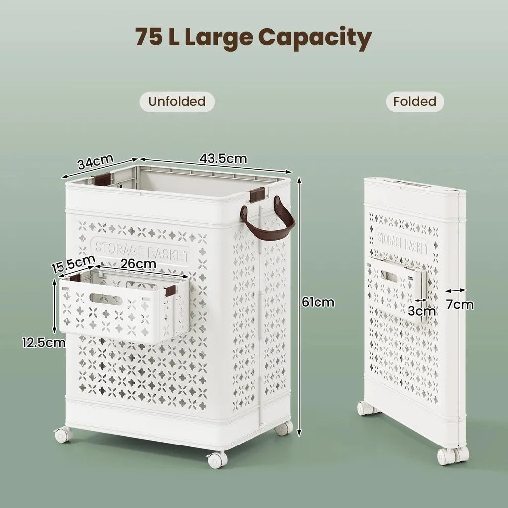 Panier à linge 75L étanche sur roulettes : fini le transport de charges - 3