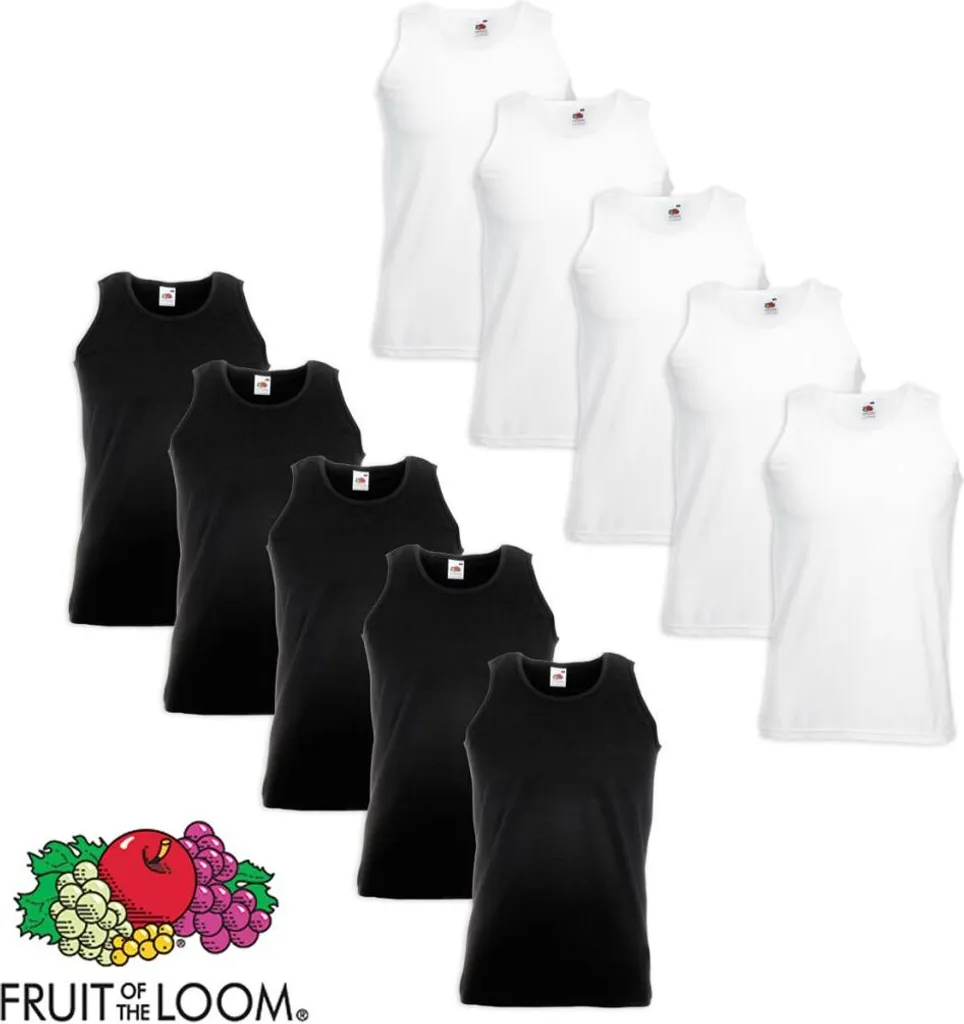 Set 10 Canotte Sportive Fruit of the Loom Valueweight S Cotone 165g