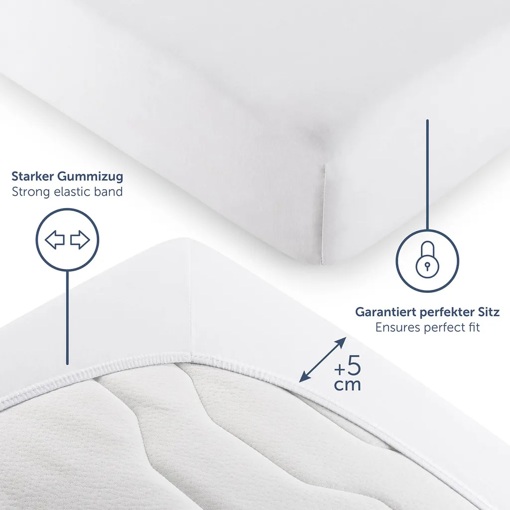 Lenzuolo Topper 100x200 Blumtal Bianco Set 2 Pezzi Jersey Cotone - 4