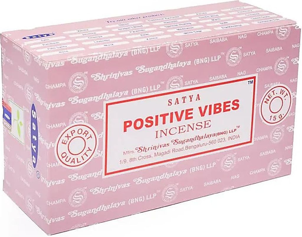 Räucher Set Räucherstäbchen Satya Positive Vibes -- 15 g + Selenit Herz Kerzenha