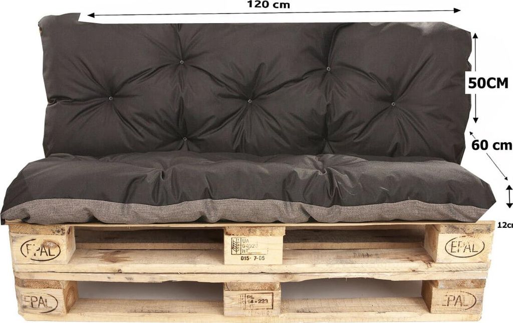 Palettenkissen set 120x60x50cm, Palettenkissen Schwarz, Produktbild 