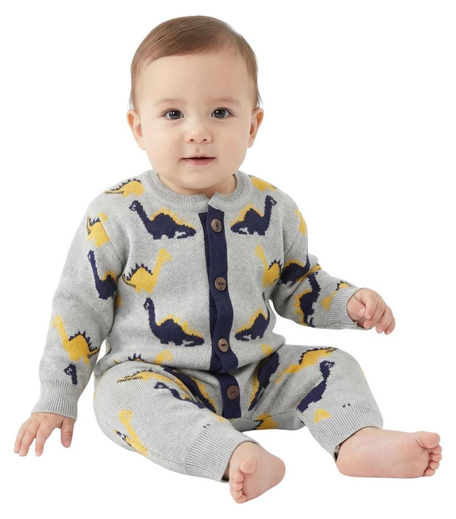 Baby Strampler – Größe 62/68 (2–6 Monate) – Grau – Komplett zu öffnen – 100% Baumwolle – Bequem für Neugeborene