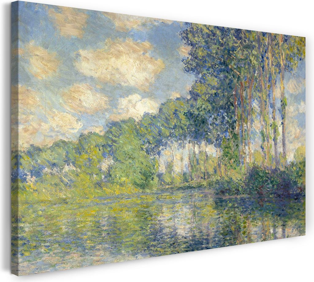 Leinwandbild (120x80cm): Claude Monet - Pappeln an der Epte I, echter Holz-Keilrahmen inkl. Aufhänger, handgefertigt in Deutschland