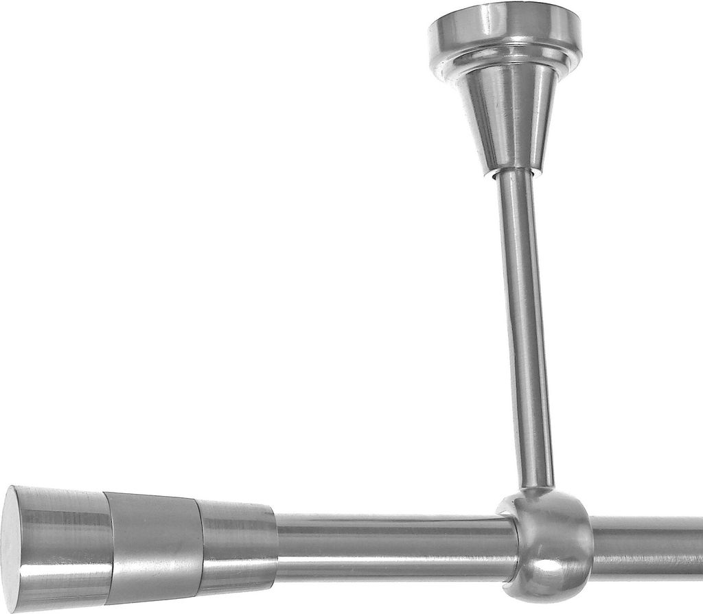 Gardinenstange mit Deckenhalterung I Metall Edelstahl Look Ø 16mm I 1-läufig D14