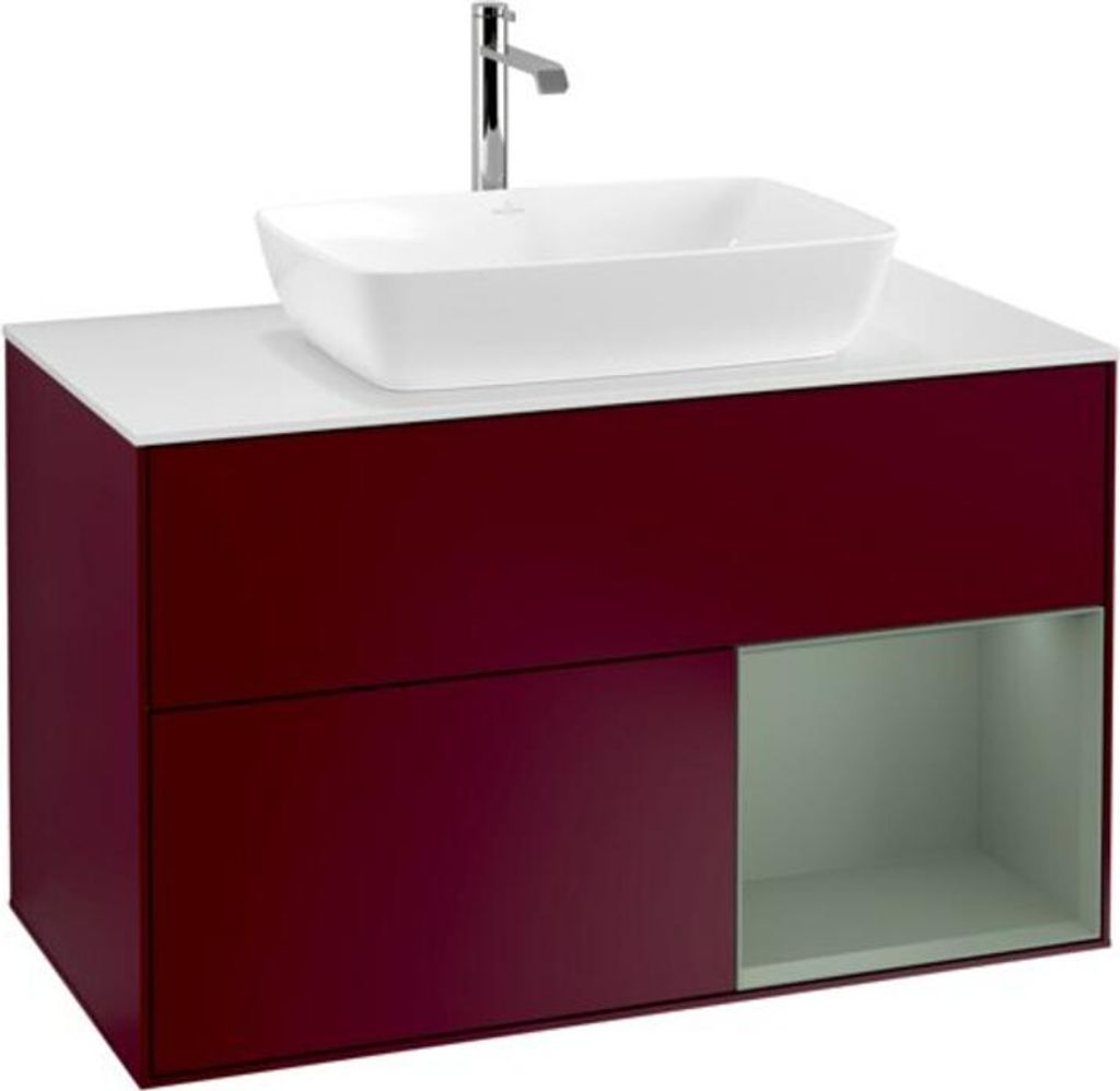 V&B Waschtischunterschrank Wandbeleuchtung Finion 100, Pl wh. m, Reg Oli. m Lac, Peo m