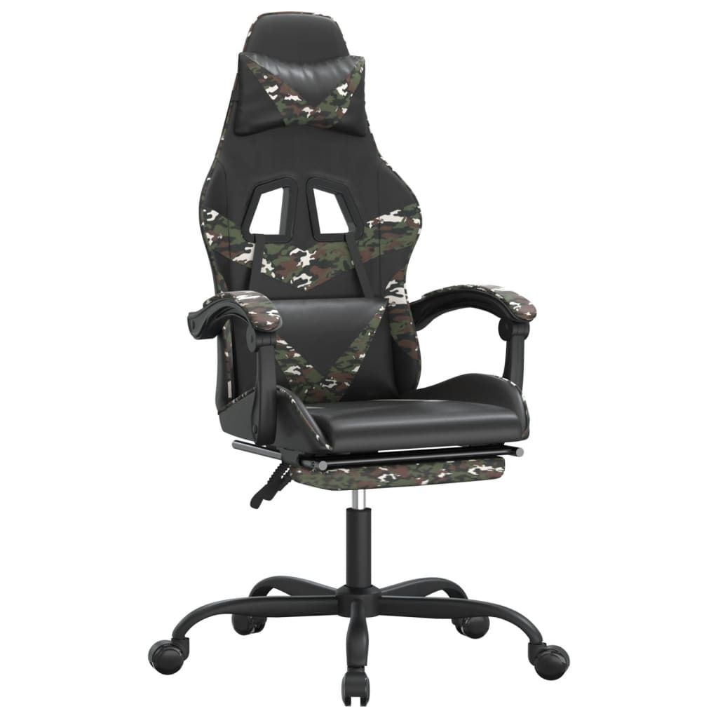 Gamingstuhl mit Fußstütze Drehbar Schwarz Tarnfarben Kunstleder