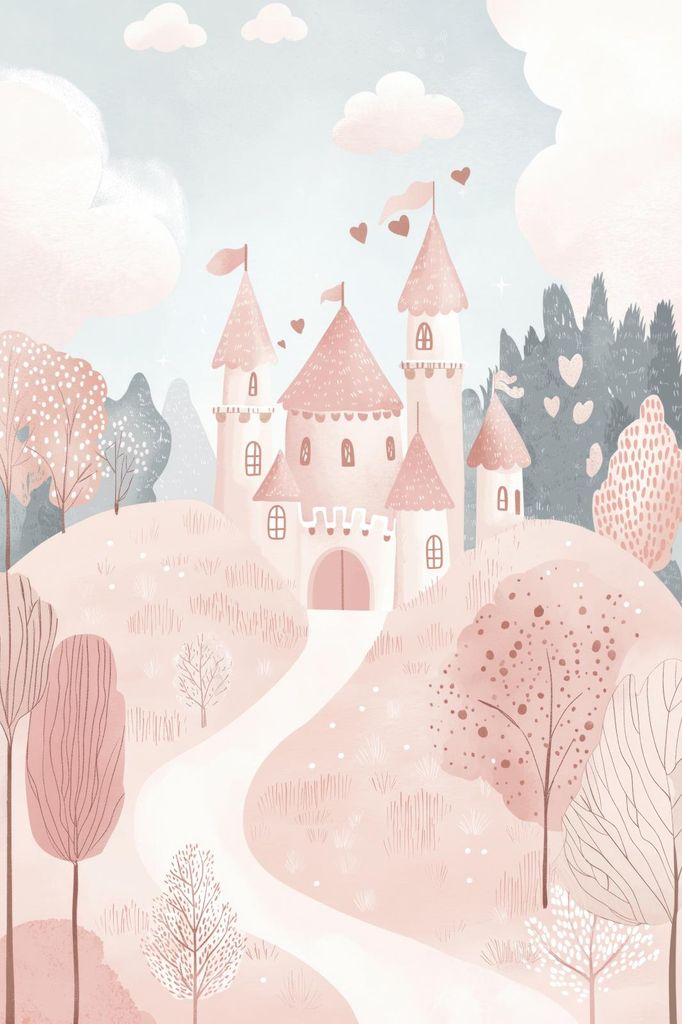 Poster 20x30cm Muster für Kinder, Mädchen für das Zimmer - Schloss