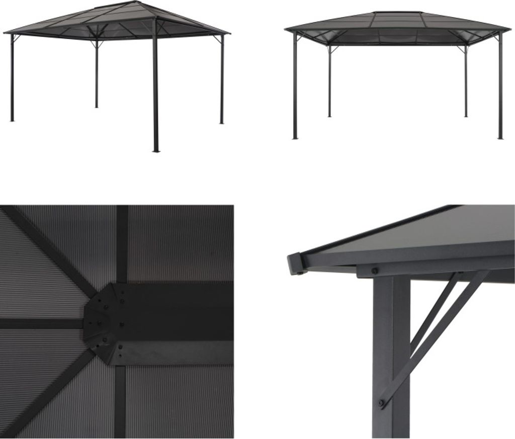 vidaXL Gartenpavillon mit Dach Aluminium 4×3×2,6 m Schwarz - Pavillon - Pavillons - Vordach - Vordächer