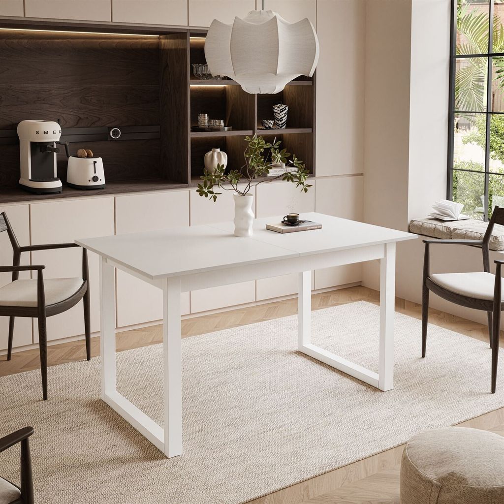 ARTON II ausziehbarer Tisch 140 cm, Weiße Metalbeine U, Produktbild 